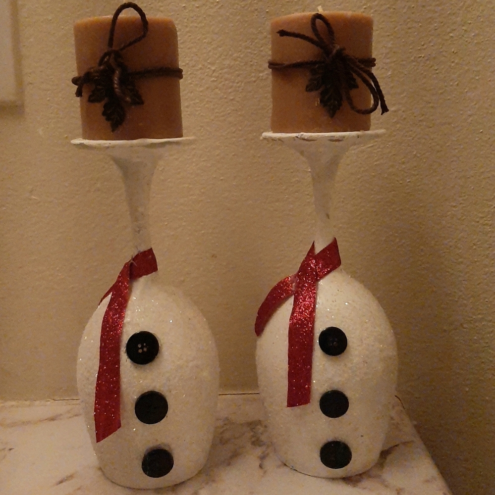 Snowman candle holders